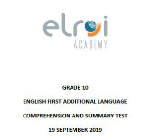 2019 English FAL Gr 10 SBA Tasks Term 3 Task 10 Language Test Teacha