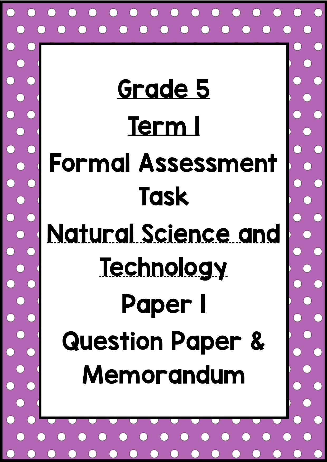 Term Formal Assessment Task Grade Natural Science And