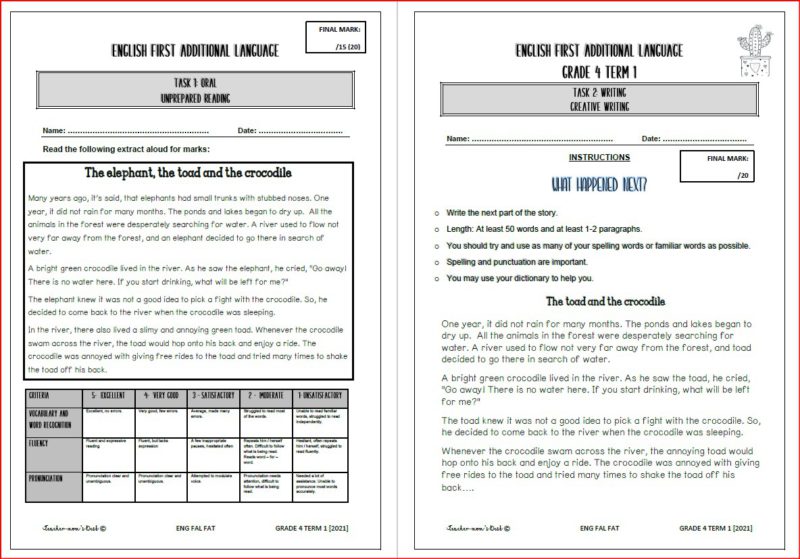 ENGLISH FAL FAT GR 4 TERM 1 2021 Teacha