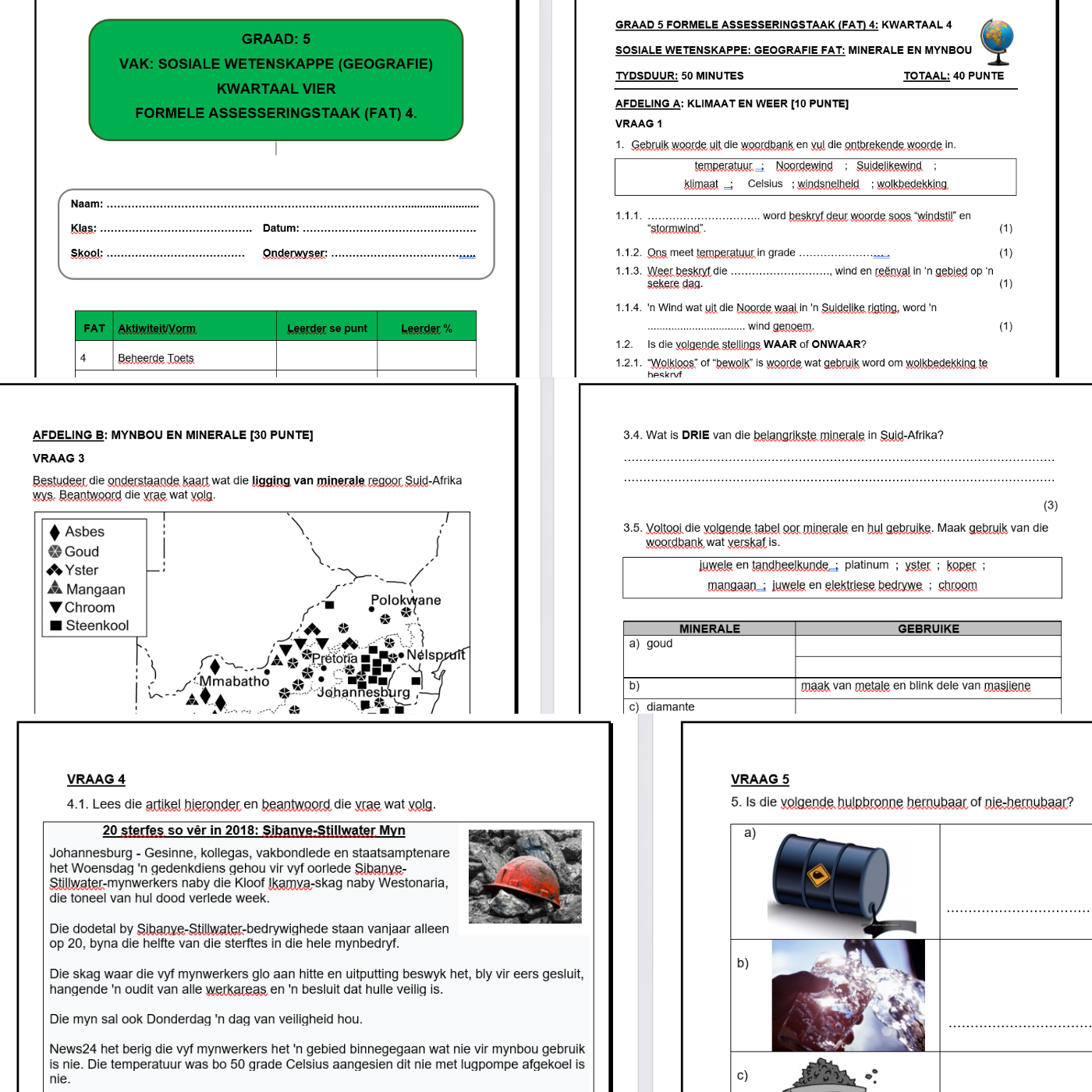 Graad Sosiale Wetenskappe Geografie Kwartaal Formele