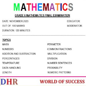 Grade Mathematics Term November Examination And Memorandum