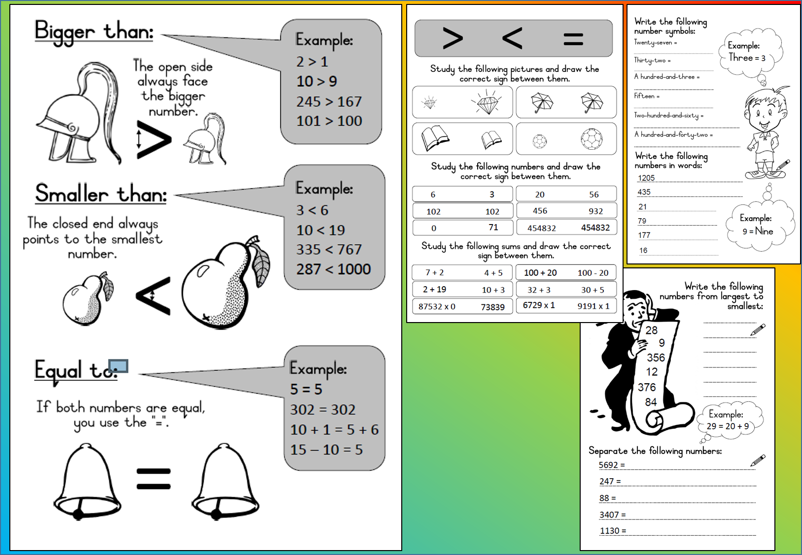 Mathematics Grade 3 Bigger Than Smaller Than Equal To Number 