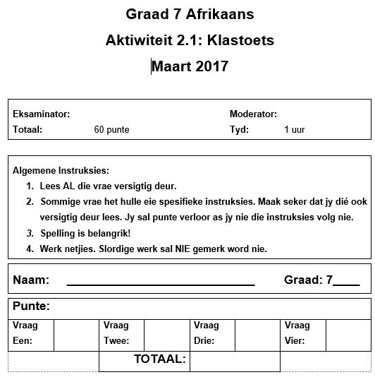 afrikaans essay topics grade 7