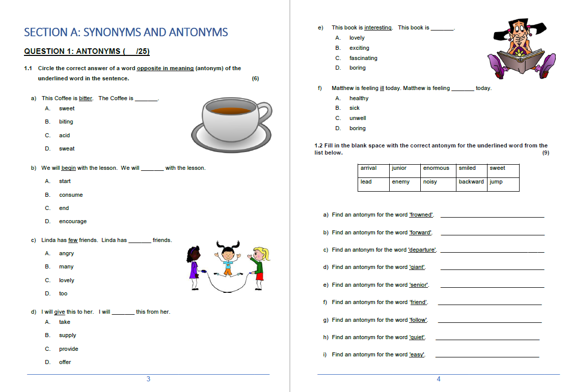 grade 5 english fal exam revision and memo 27 pages of language editable teacha