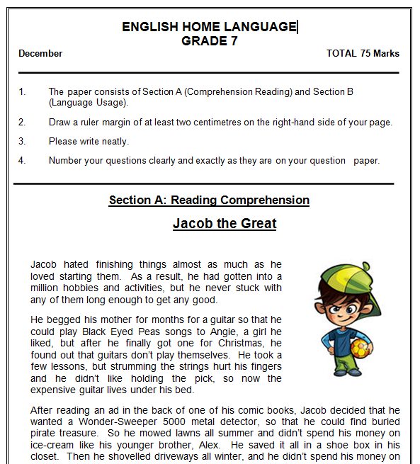 Grade 7 English Exam Papers And Memos