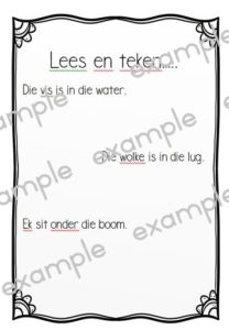 FAL, Afrikaans – Grade 1 Lees en teken (illustrate sentences) • Teacha!