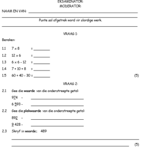 Graad 4 Wiskunde Kwartaal 1 Toets 1 (4 toetse) • Teacha!