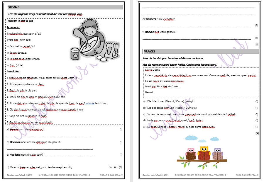 afrikaans fal fat 2 exam memo gr 4 term 2 2019 teacha