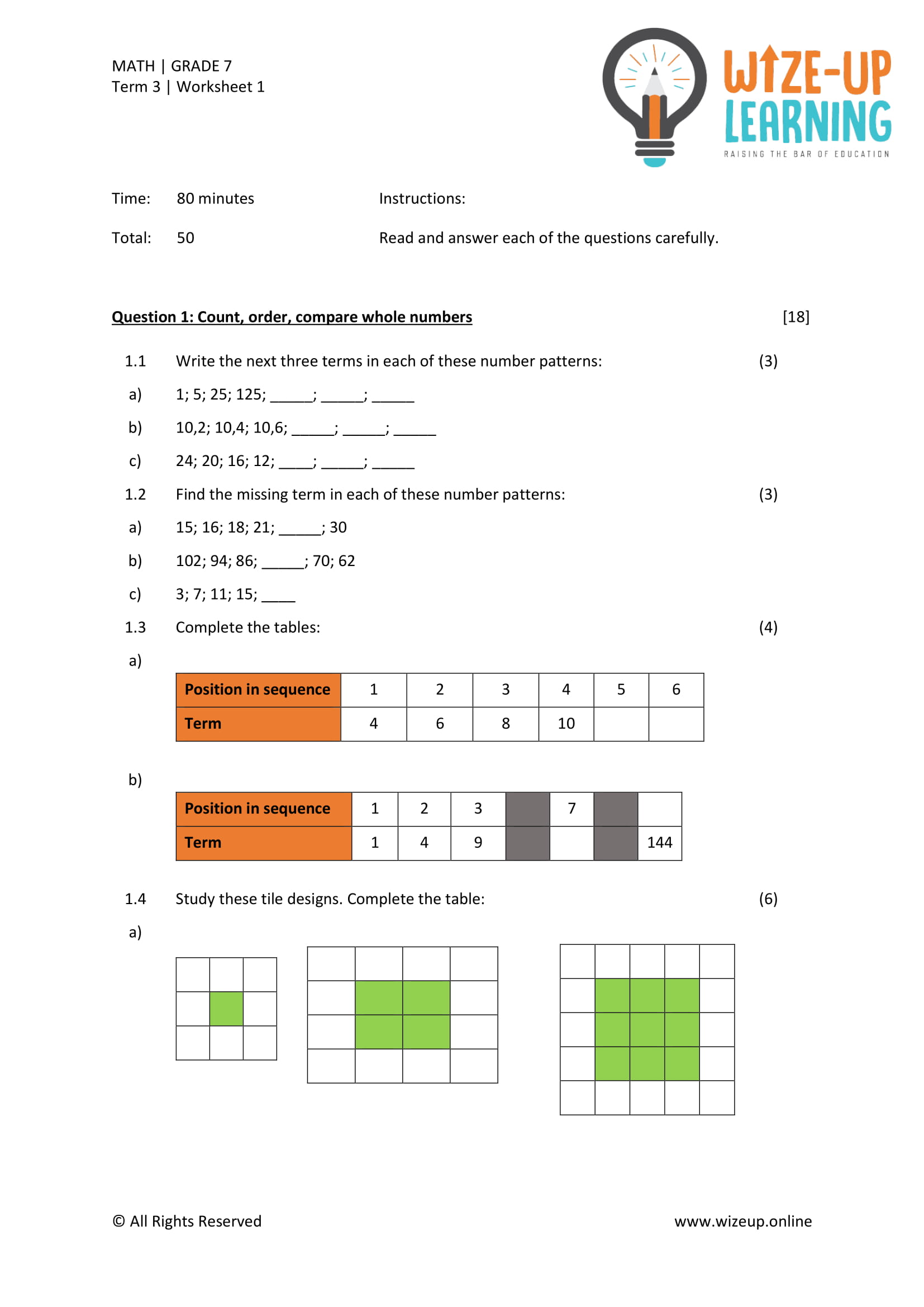 maths assignment grade 7 term 3