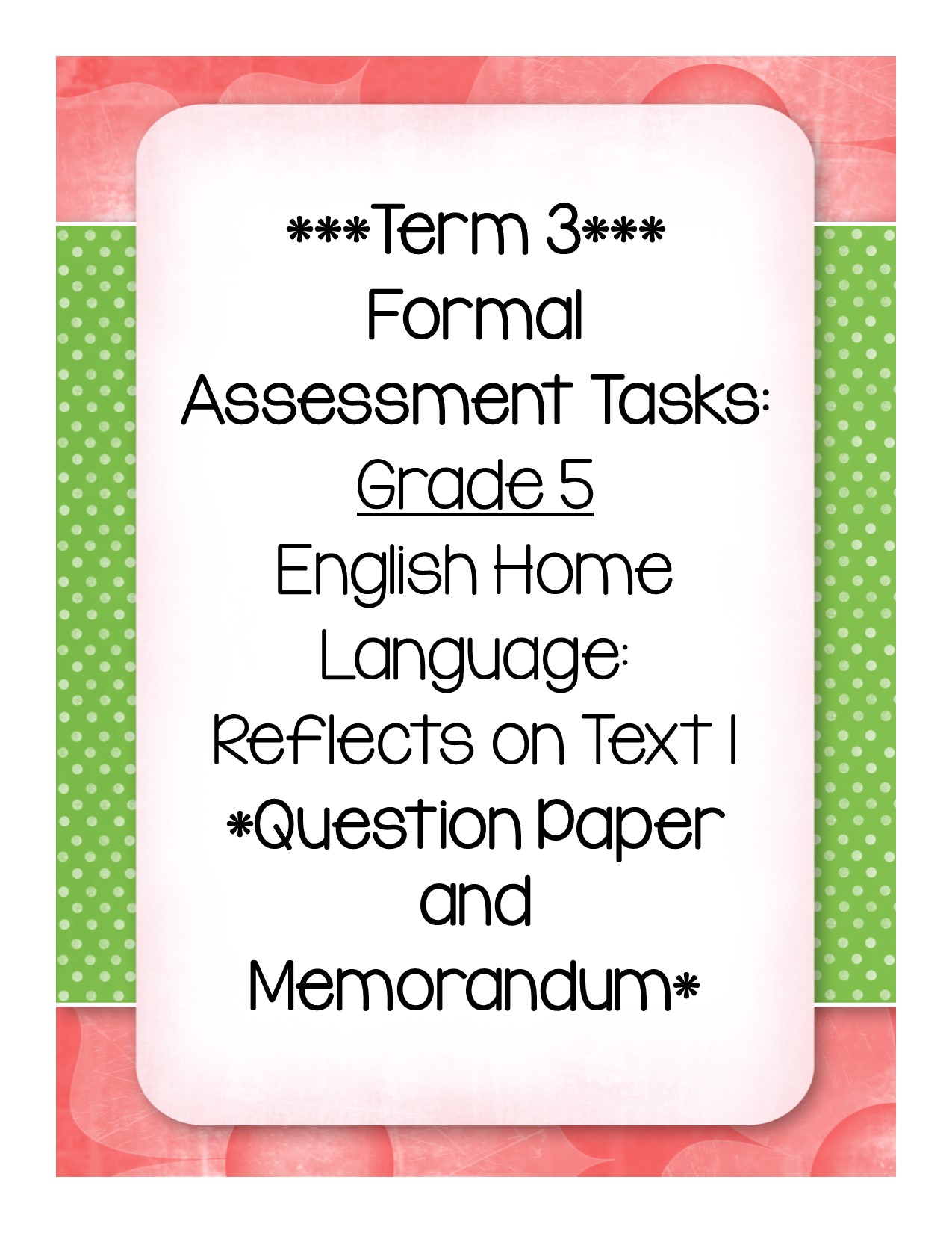 (Term 4) Formal Assessment Task – Grade 5: Natural Science And ...