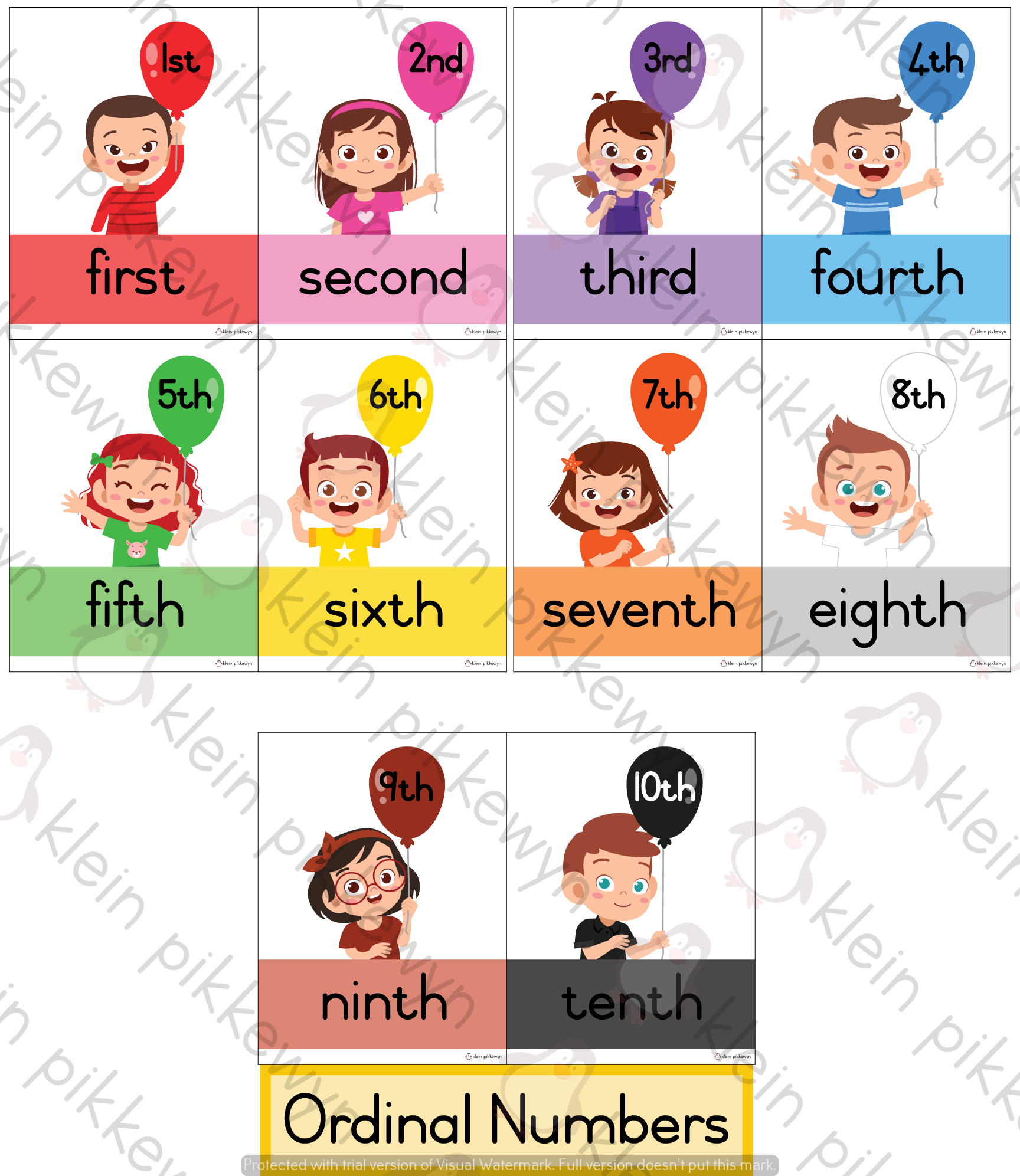 Ordinal Numbers Chart 1 10