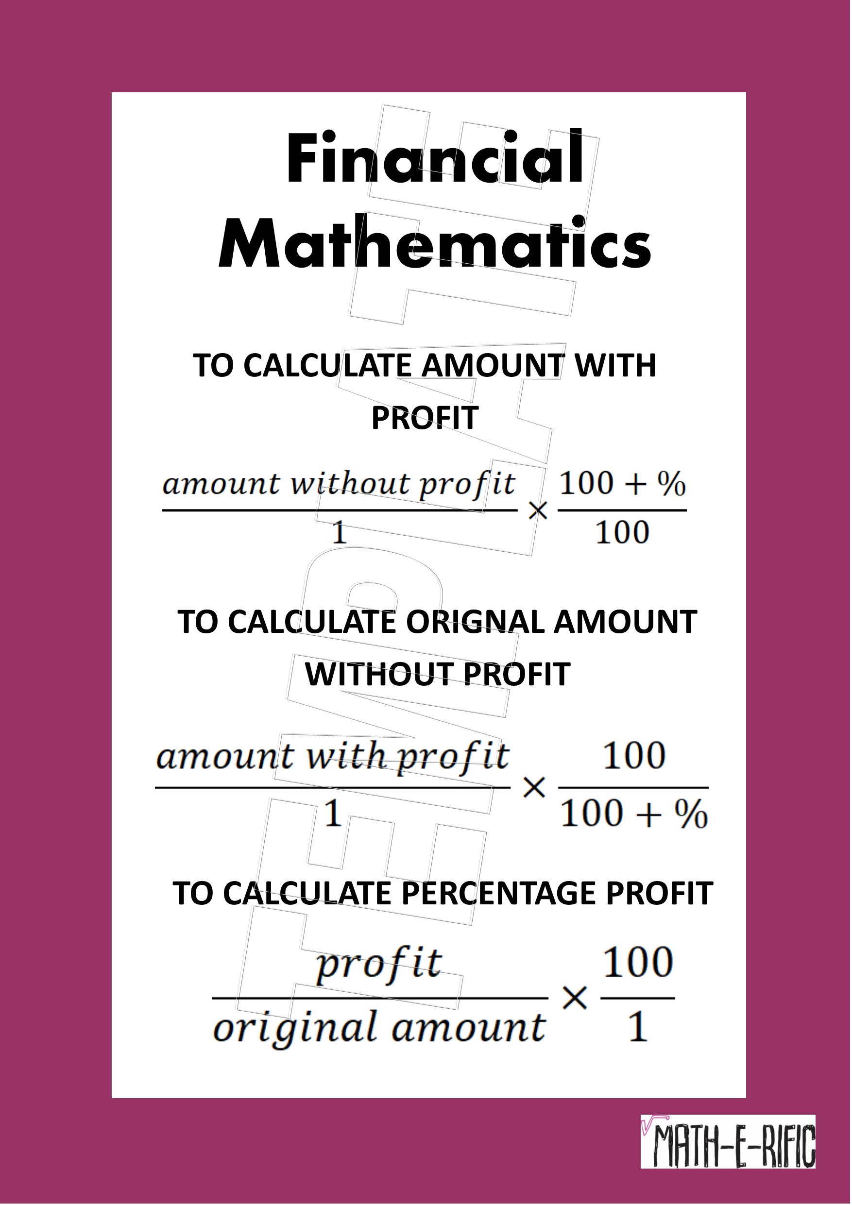 Financial Maths Worksheet Grade 9