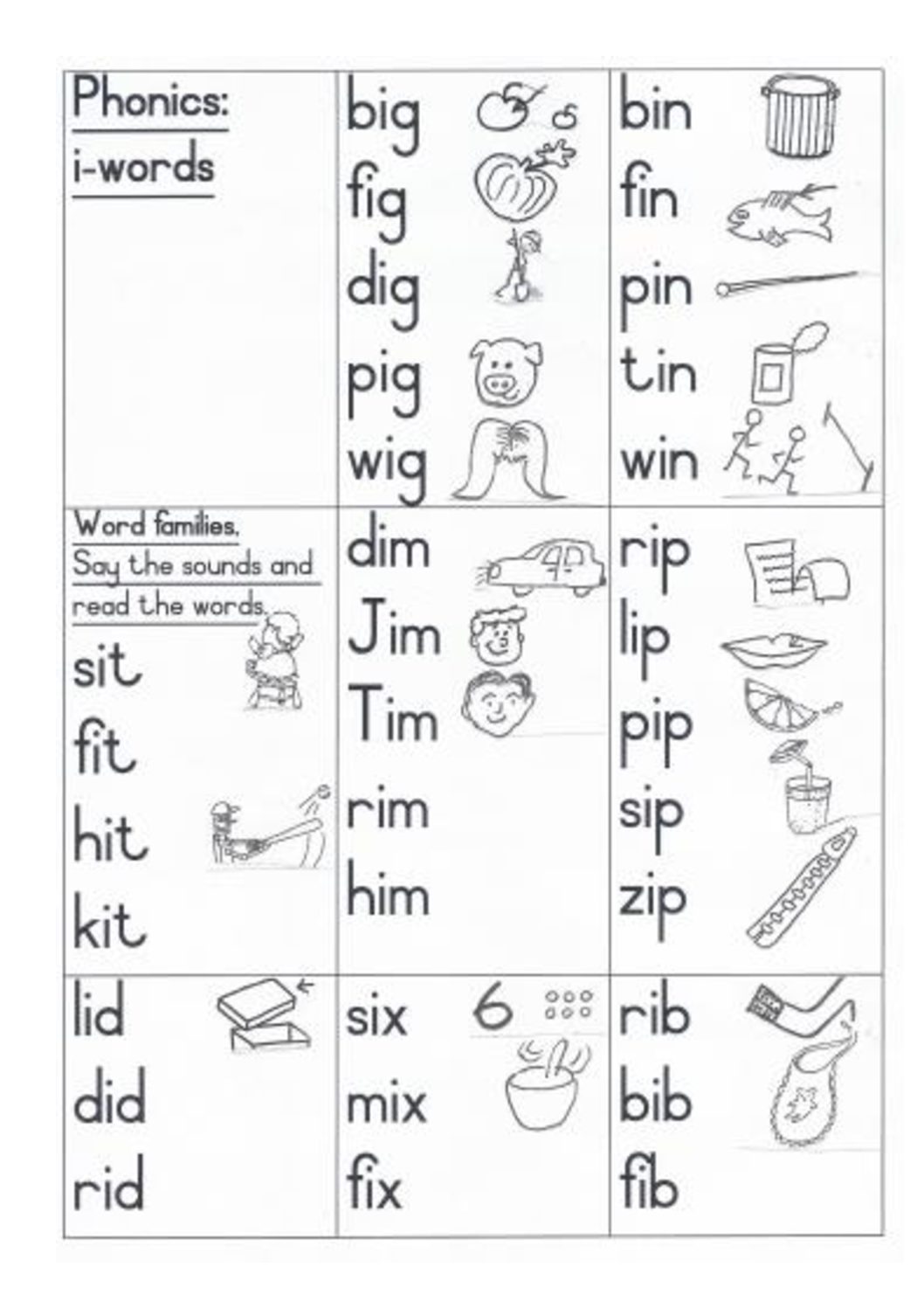 Grade 1: Word families. i-words. • Teacha!