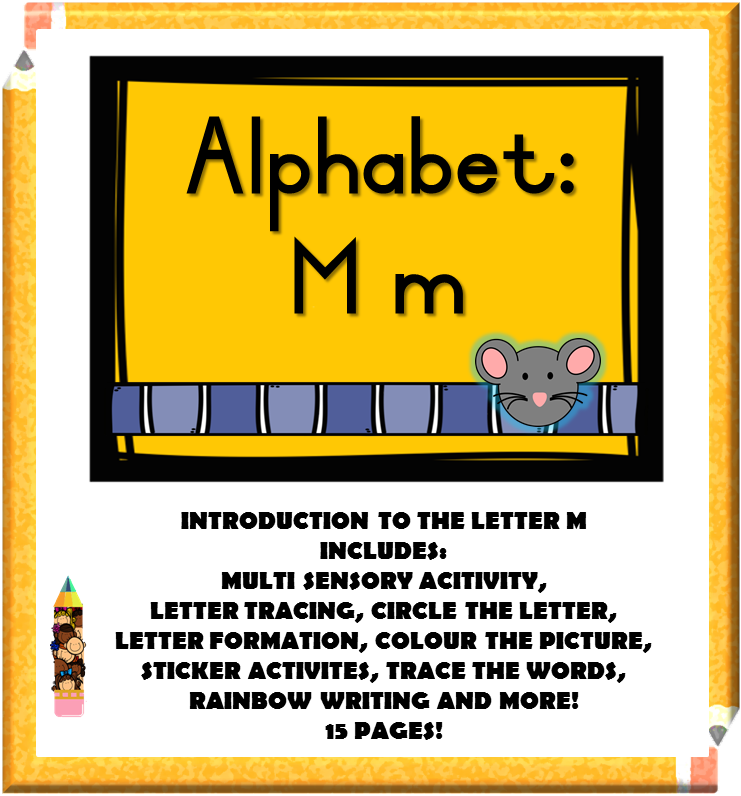 Alphabet Letter Name and Sound M m Booklet • Teacha!