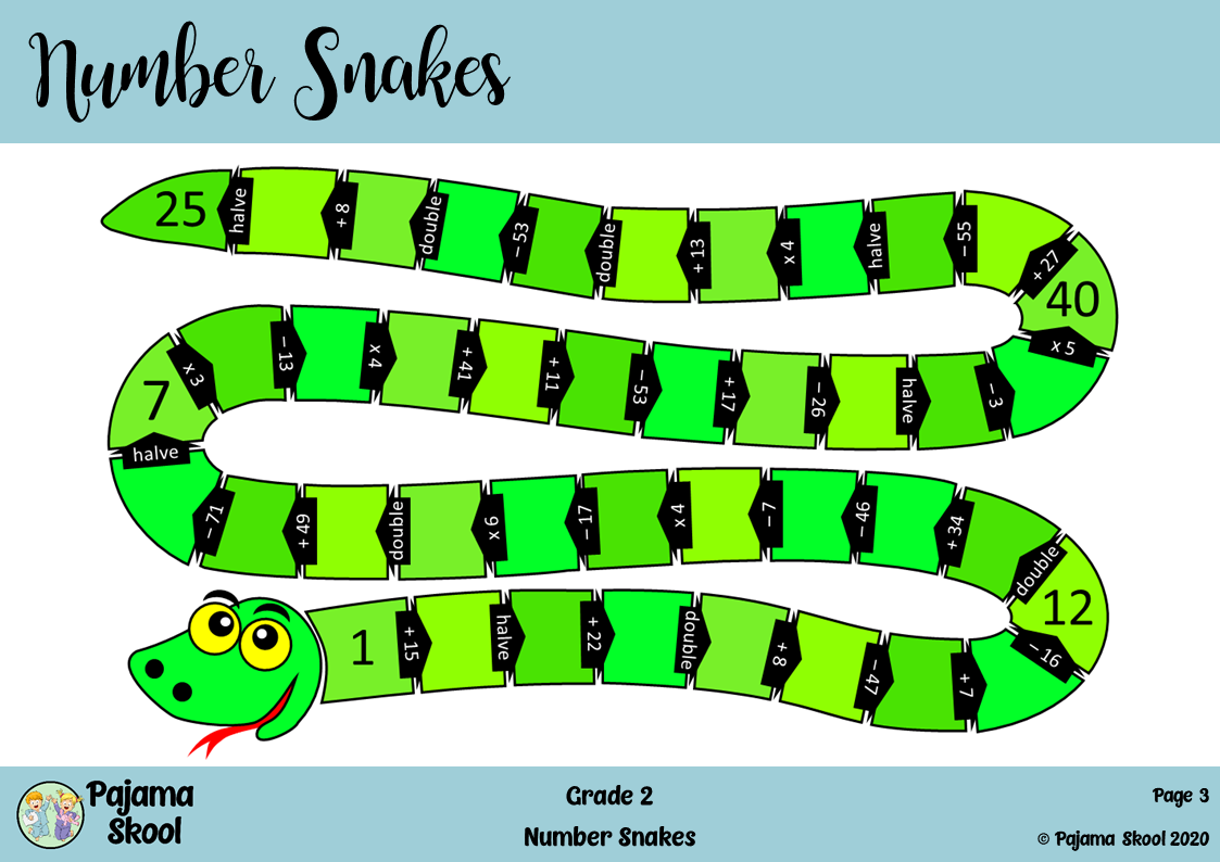 Grade 2: 5 Number Snakes • Teacha!