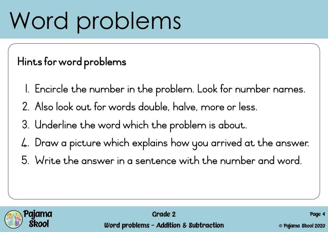 Grade 2: Word problems – Addition and Subtraction • Teacha!