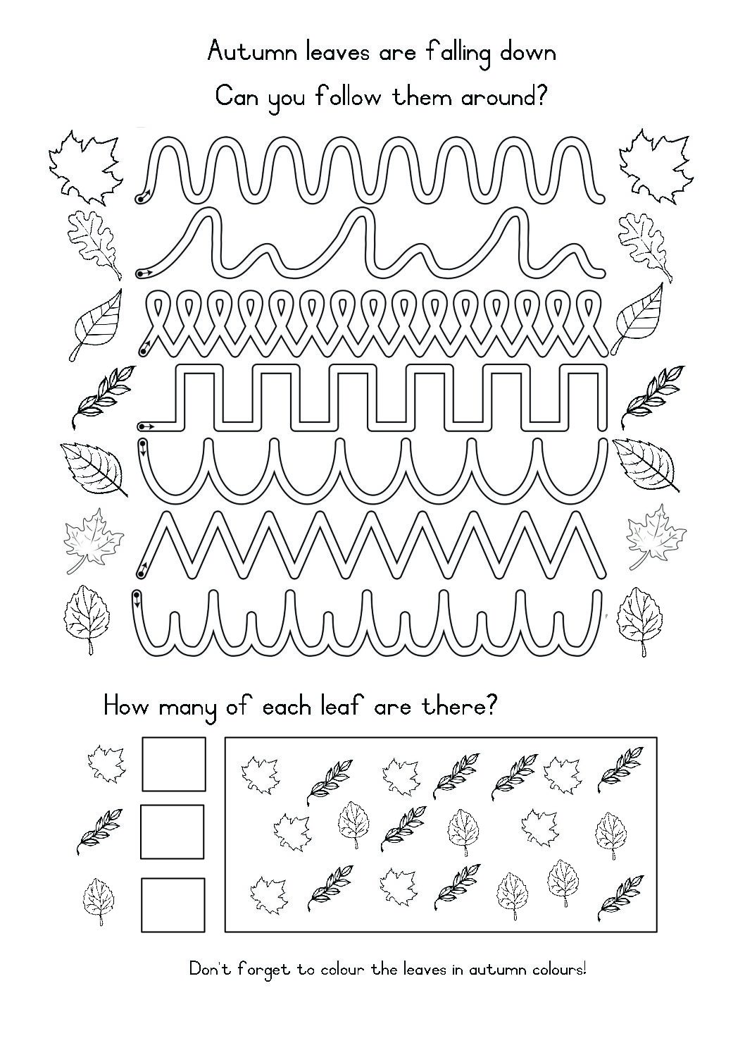 Autumn Tracing/Writing patterns • Teacha!