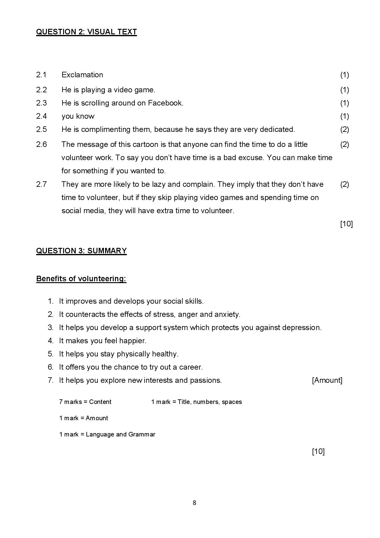 english fal grade 7 test comprehension visual text summary language teacha