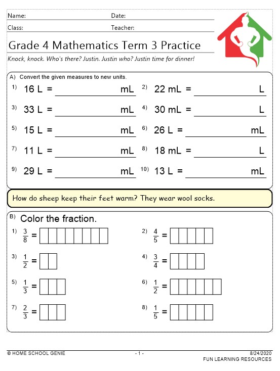 GRADE 4 TERM 3 MATHEMATICS PRACTICE Teacha 