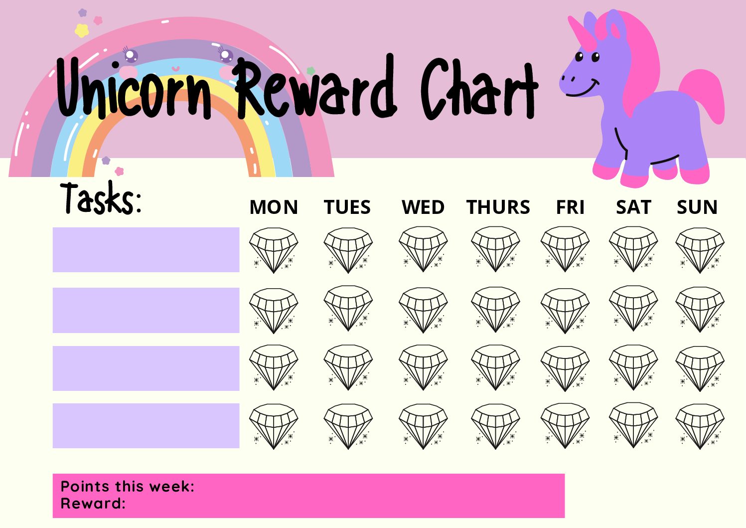 Unicorn Reward Chart Printable