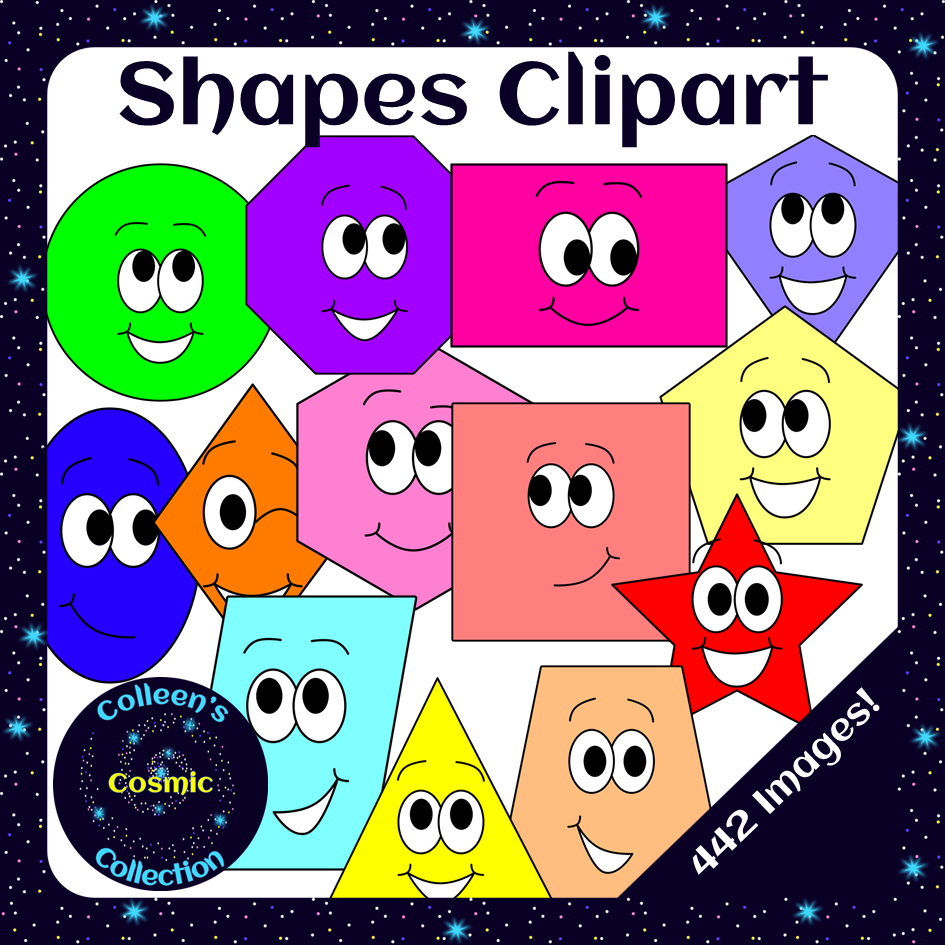 2D + 3D Fun Shapes Clipart • Teacha!