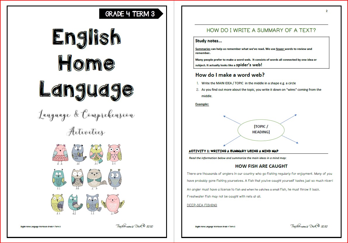 ENGLISH HOME LANGUAGE WORKBOOK GR 4 TERM 3 2020 Teacha 