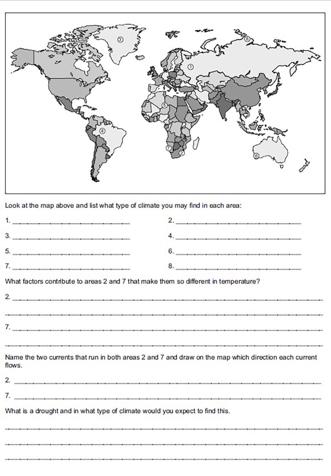 grade 8 geography climatology worksheet revision teacha