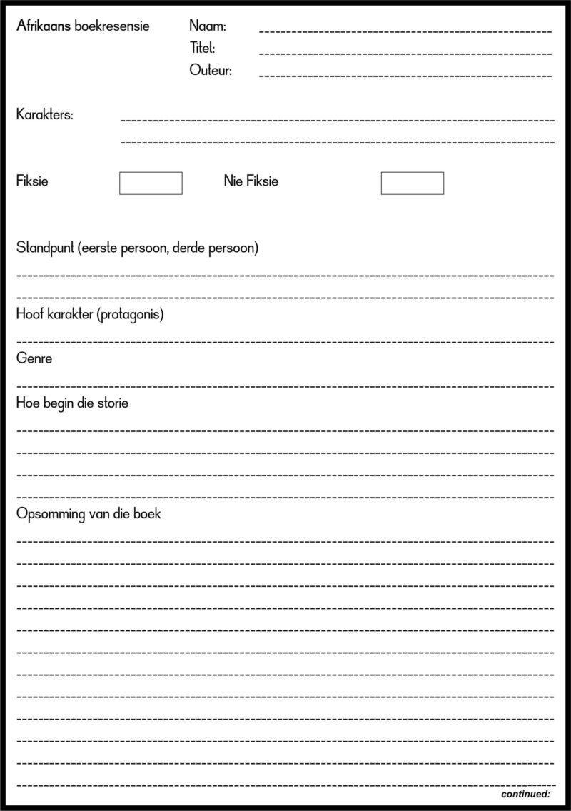 afrikaans book review grade 9