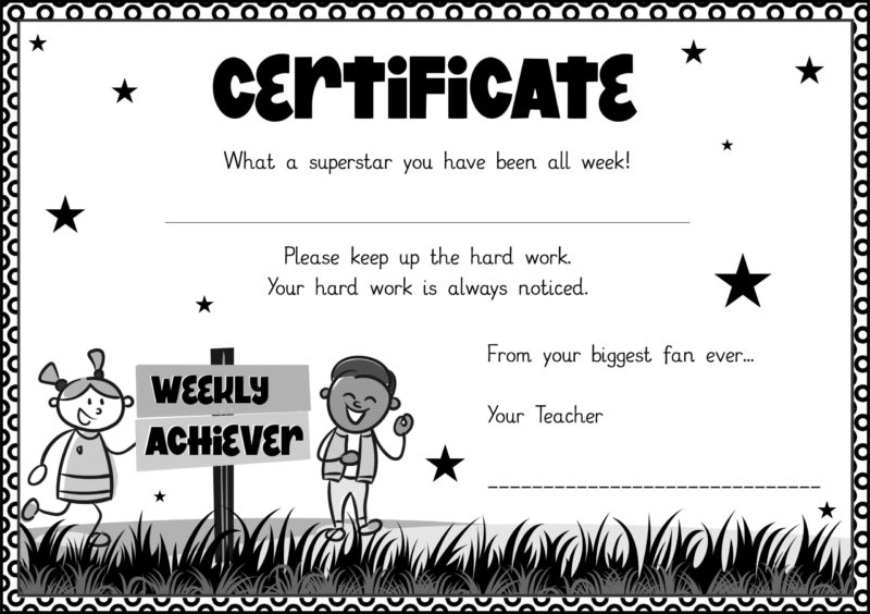 Foundation Phase Weekly Achievement Certificates (b W For Easy Printing 