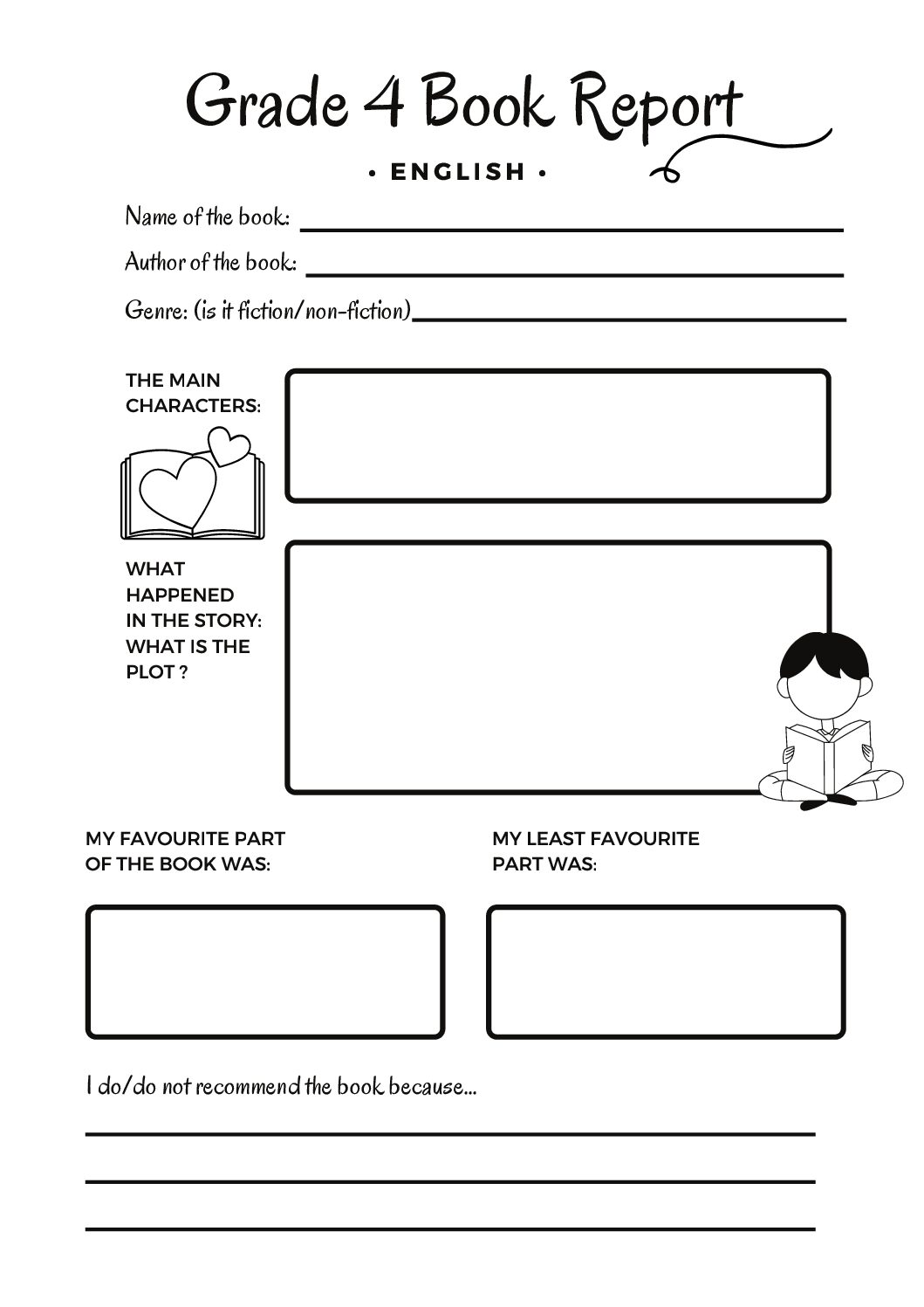 Grade 4 Book report • Teacha!