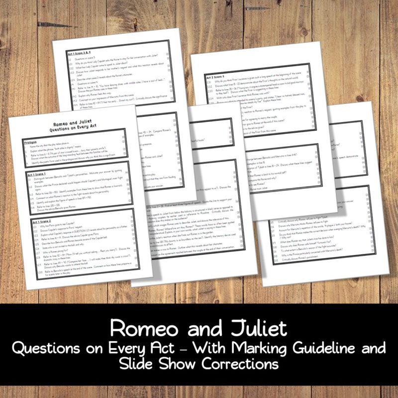 Romeo and Juliet Questions on Every Act • Teacha!