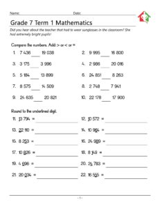 grade 7 mathematics assignment term 1 2022