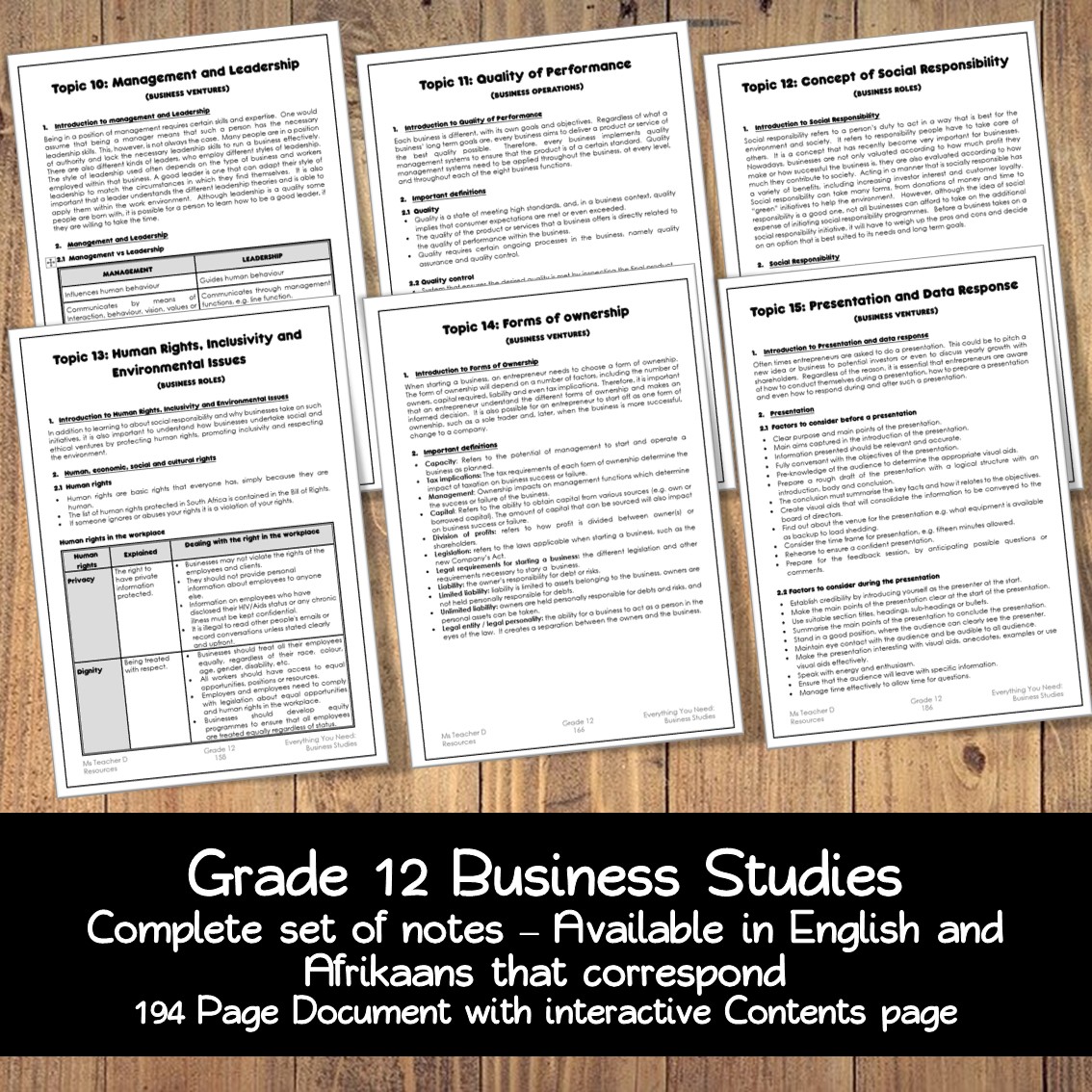 business studies grade 12 presentation 2023