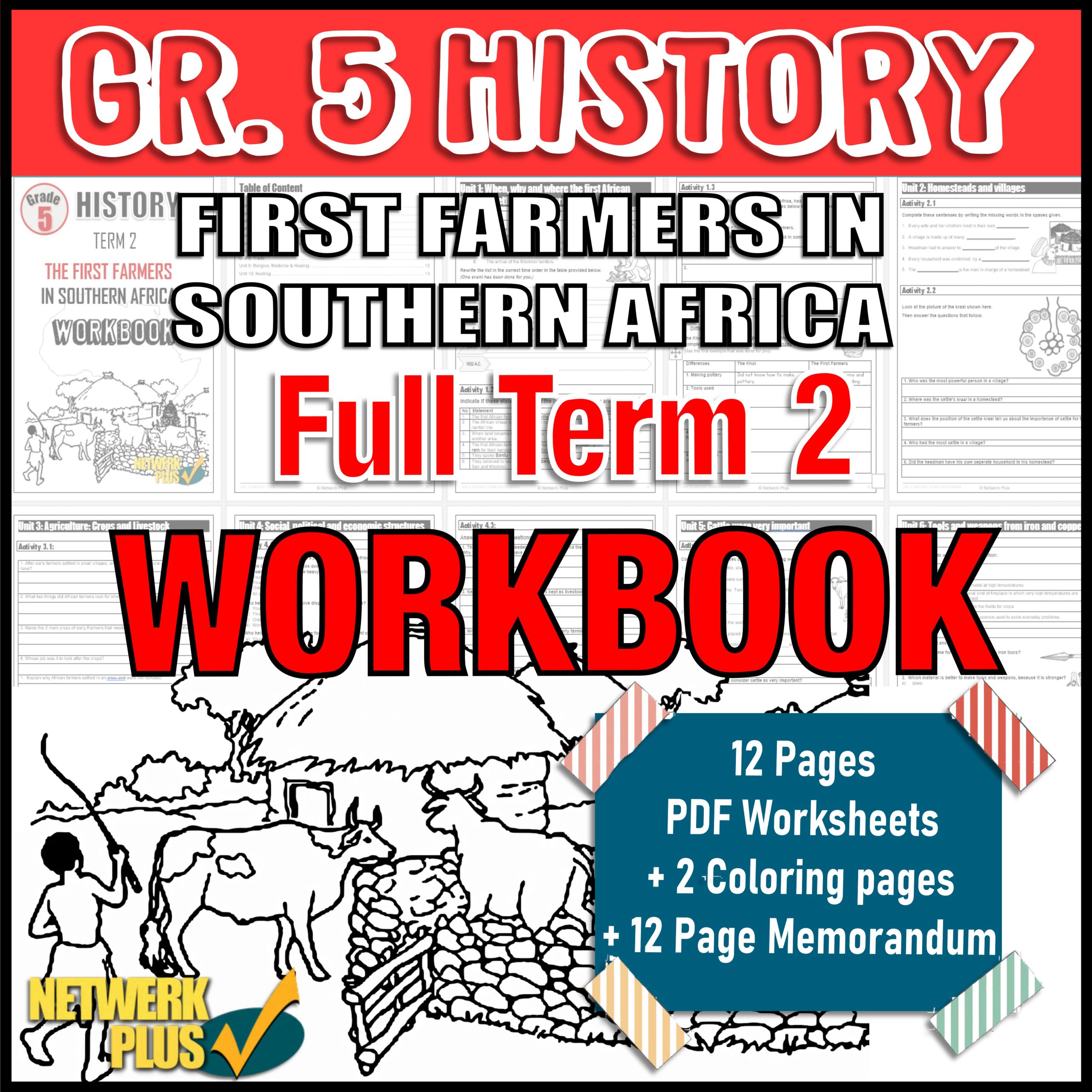 gr 5 history term 2 full workbook memo 27 pages first farmers in southern africa teacha