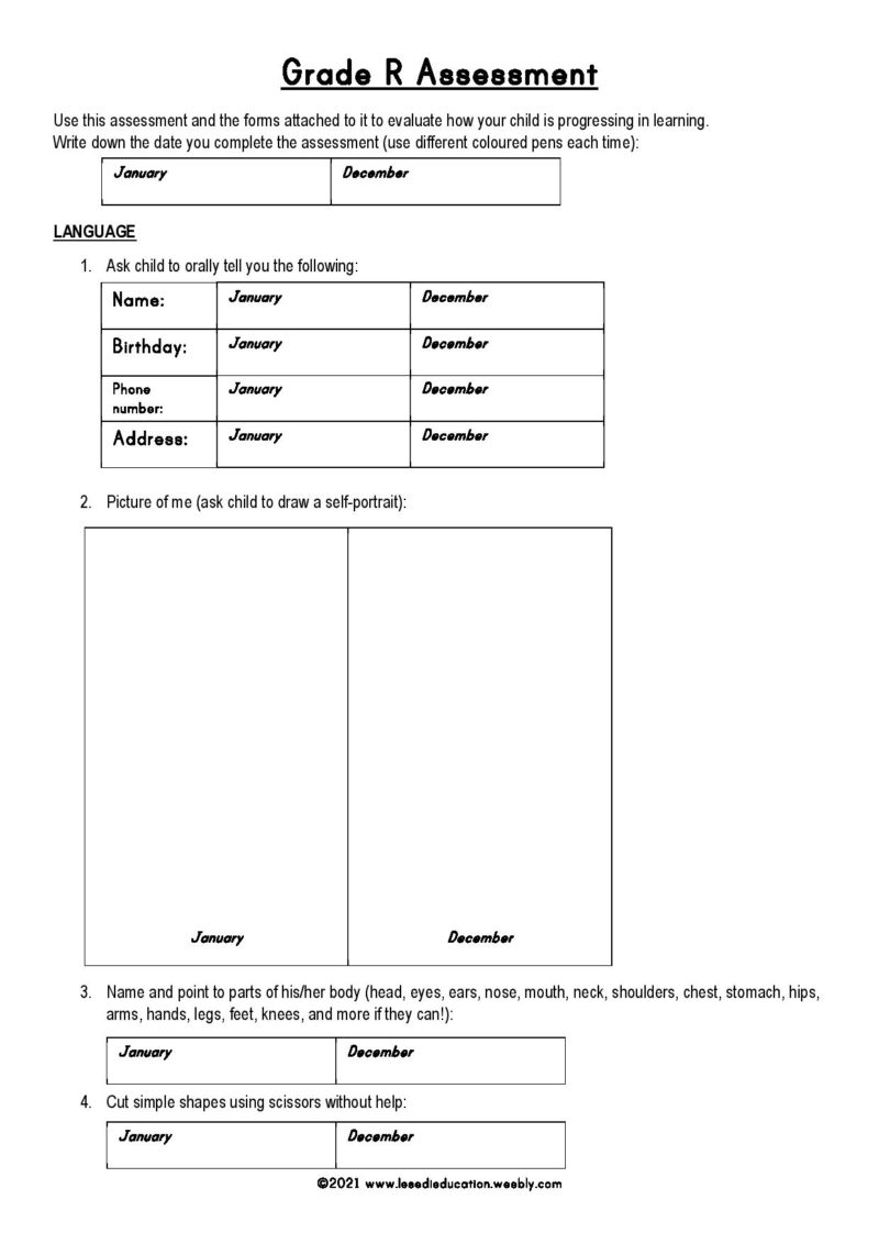 Grade R Assessment • Teacha!