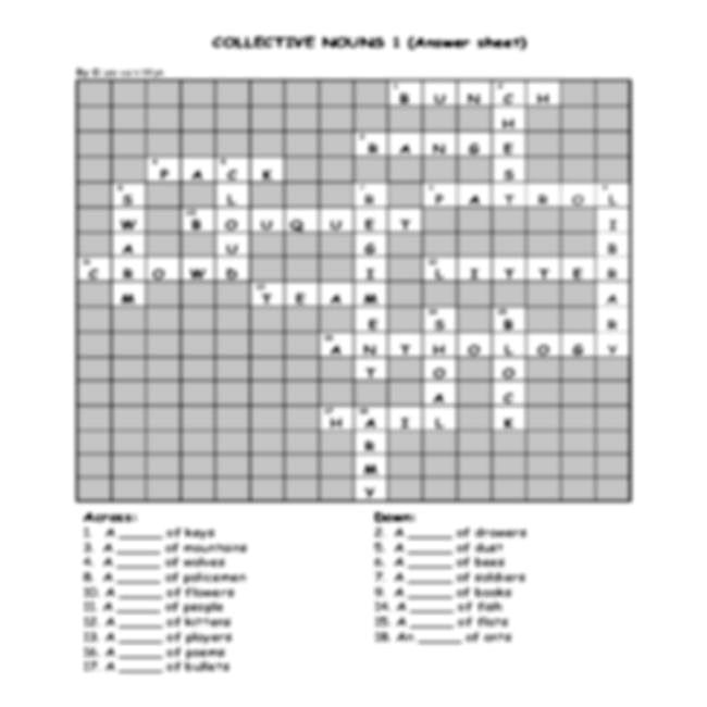 Crossword puzzle: Collective nouns 1: Intermediary / Senior Phase • Teacha