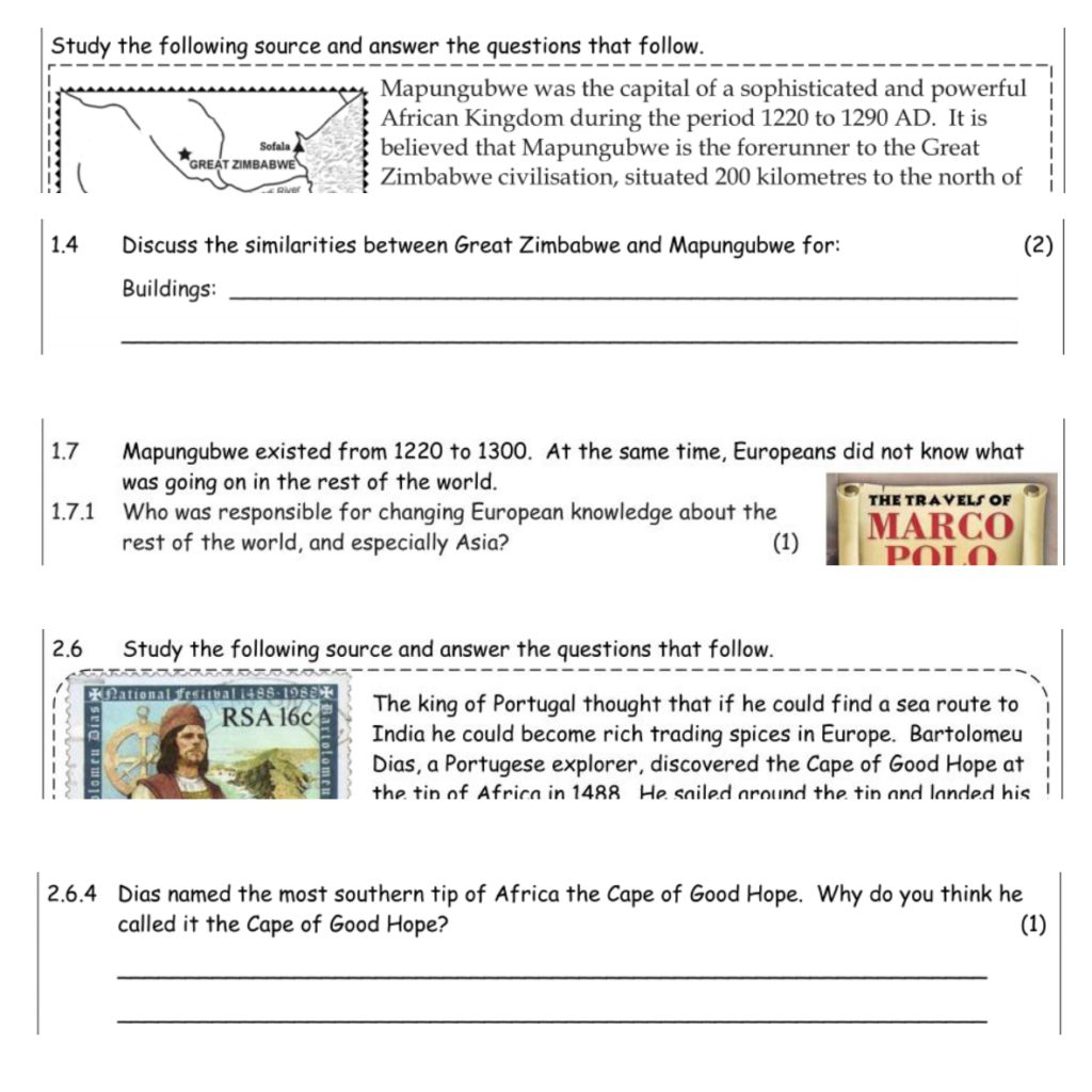 ss 6 term 2 history test 2021 teacha