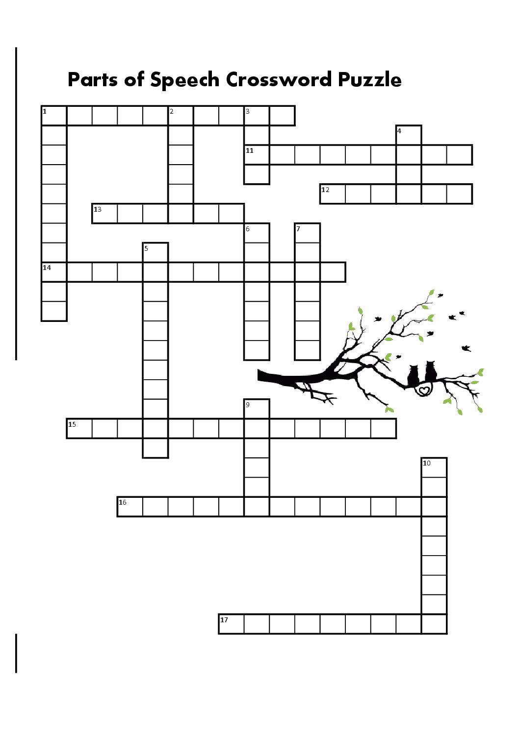 Parts of speech Crossword puzzle • Teacha