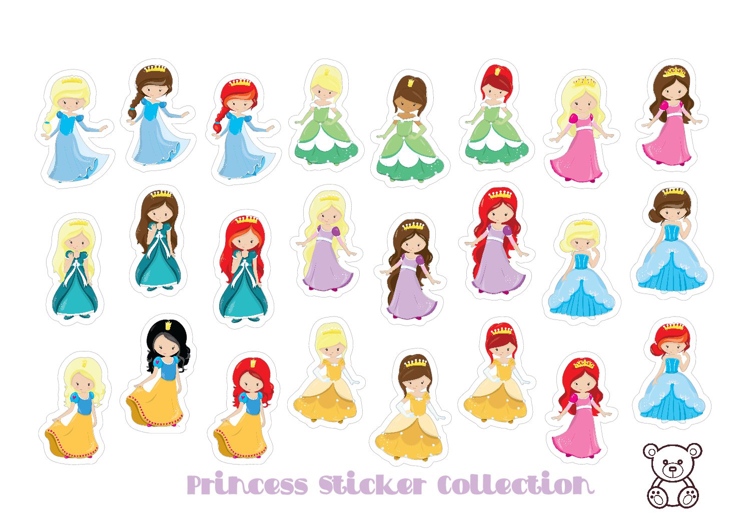 Computerspelletjes spelen straal Kan worden genegeerd Princess Sticker Collection • Teacha!