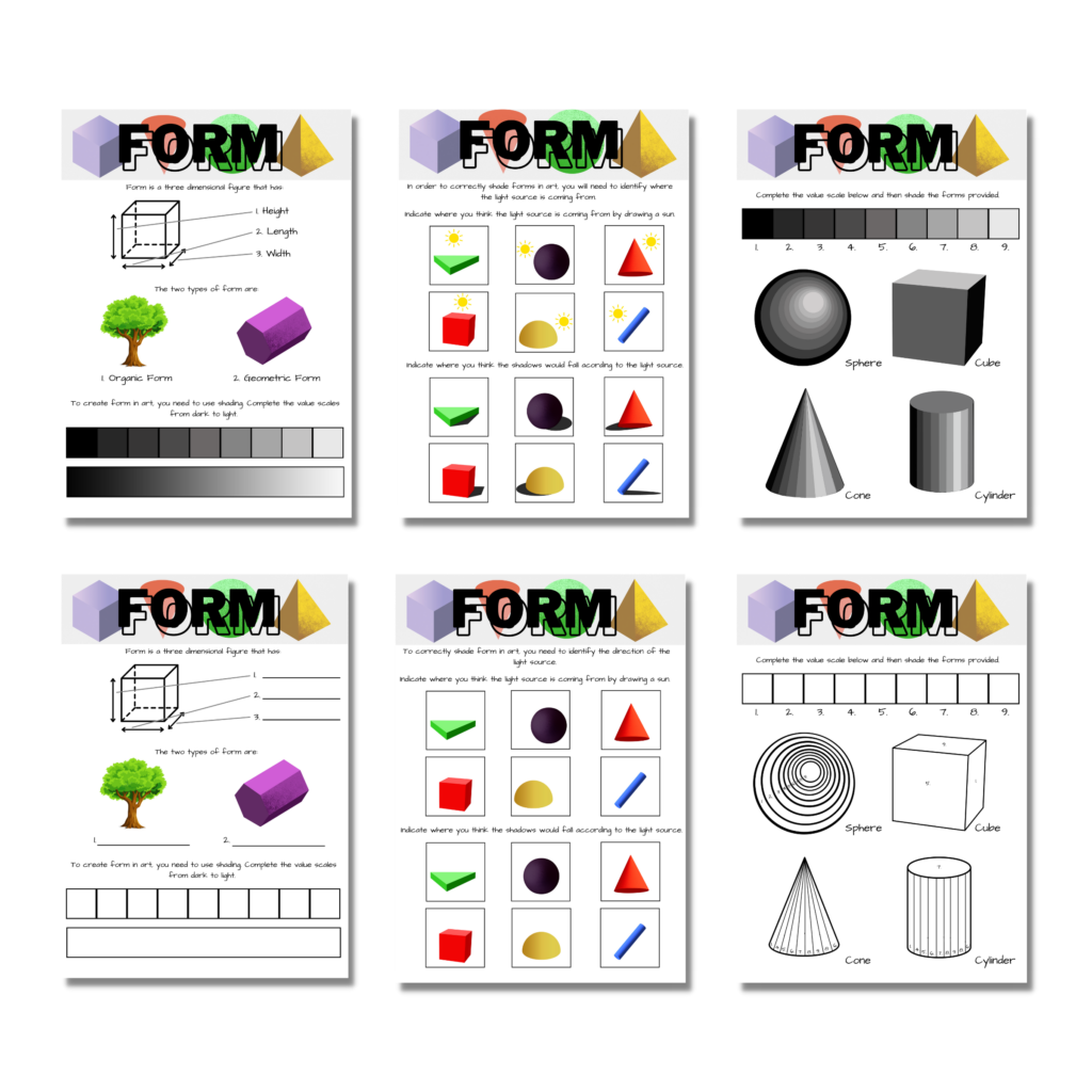 Elements Of Art Form Worksheets • Teacha