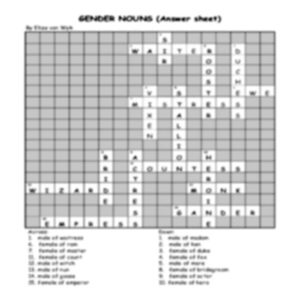 Crossword puzzle: Gender nouns: Intermediary / Senior Phase • Teacha!