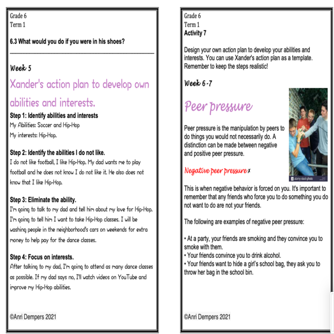 grade 6 psw life skills term 1 booklet teacha
