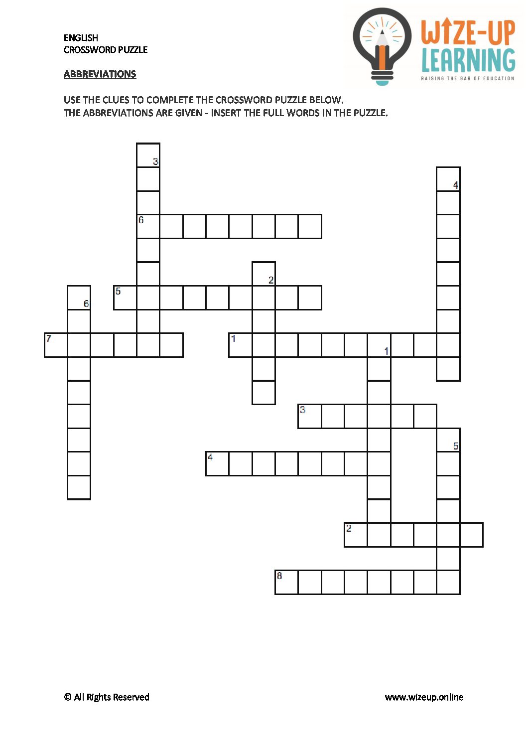 English Language Crossword Puzzle Bundle (Grade 4 7) • Teacha