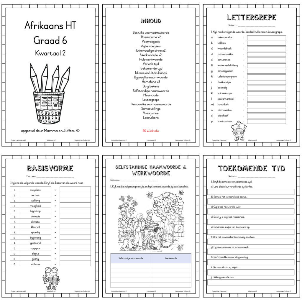 graad 6 afrikaans ht kwartaal 2 werkkaarte teacha