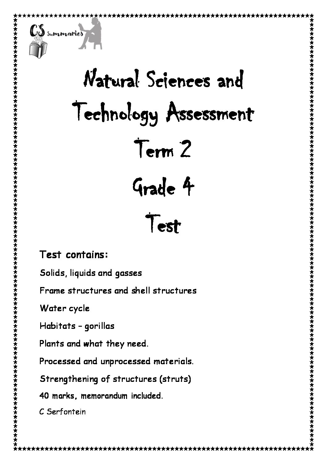 natural sciences and technology grade 4 term 2 test teacha