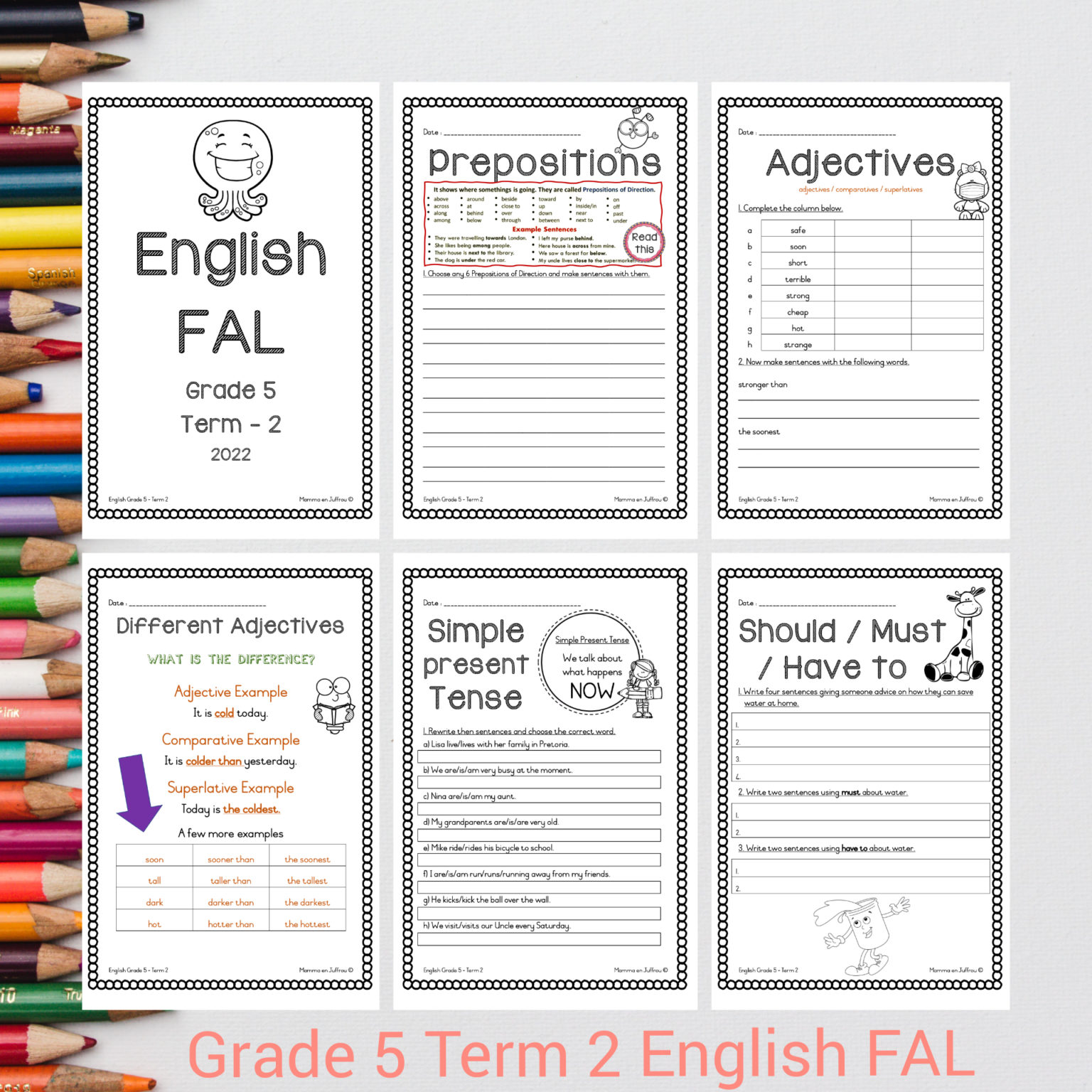 grade 5 english fal term 1 and 2 worksheets teacha