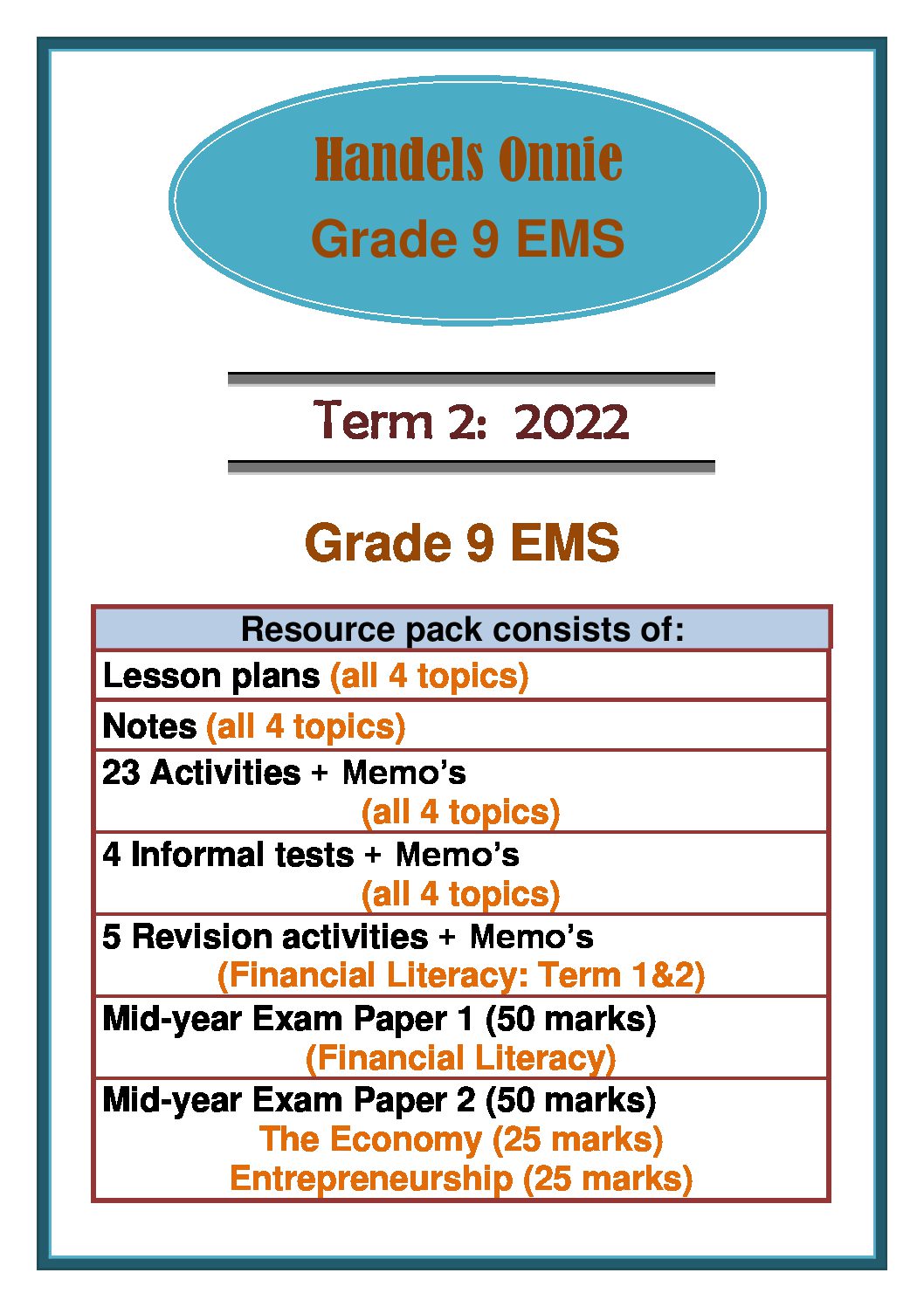 gr9 ems revision financial literacy term1 2 teacha