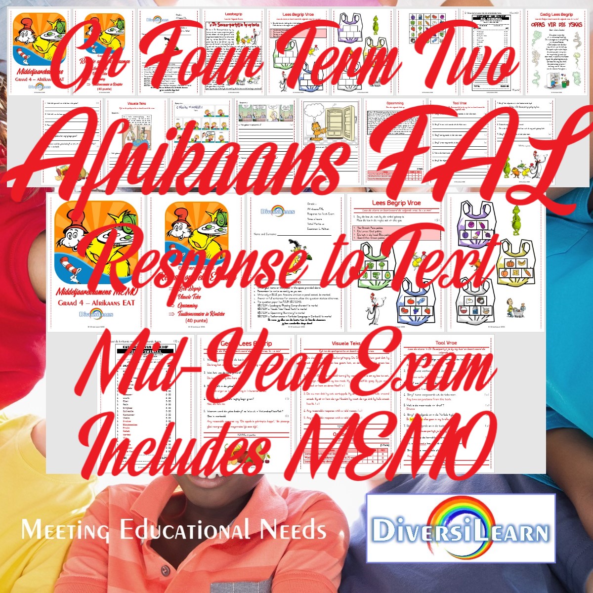 grade 4 afrikaans fal term 2 response to text exam caps includes memo food theme teacha