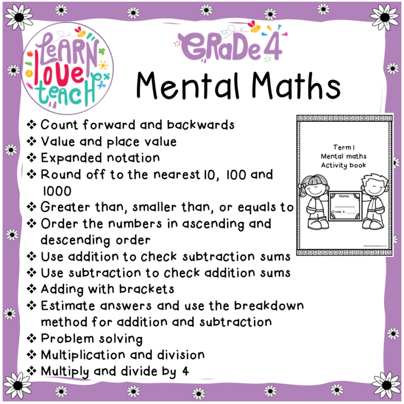 Grade 4 Mental Maths Activity Book • Teacha 3952