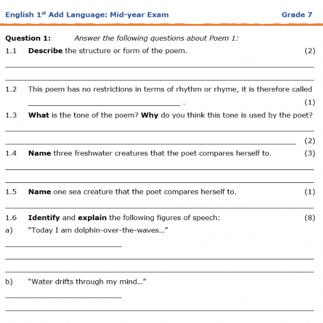 Grade 7 English Home Language: Mid-Year Exam Revision workbooks 1 and 2 ...